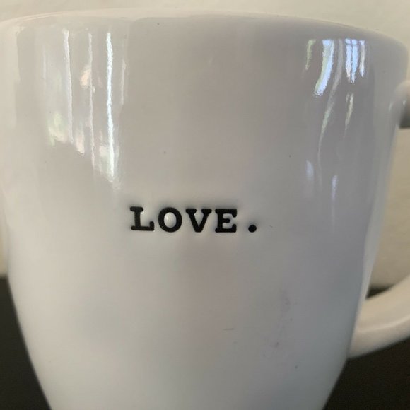 RAE DUNN BY MAGENTA TYPEWRITER FONT LOVE. RETIRED IVORY MUG HTF (LUMPY) - Picture 2 of 6